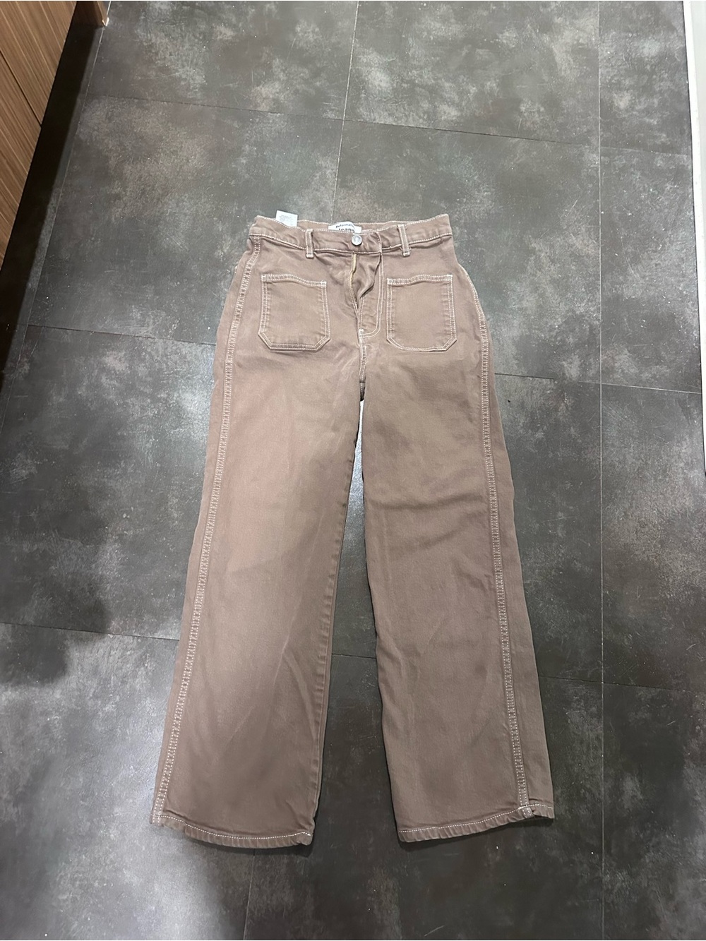 Reformation Taupe Wide-Leg Jeans